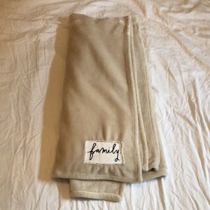 Rae Dunn  “family” plush, decorative throw blanket.